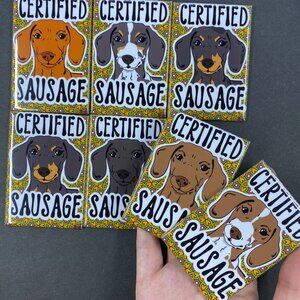 Certified Sausage Dachshund Magnet, Retro Pet Portrait Decor Gift (7 Colors)